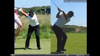 Jon Rahm golf swing  Long Iron faceon amp downtheline July 2017 [upl. by Otreblasiul]