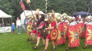 Roman Reenactment at the Amphitheatre in Caerleon Marching In [upl. by Eissoj800]