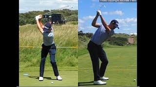 Justin Thomas golf swing  Long Iron faceon amp downtheline July 2017 [upl. by Bibbye]