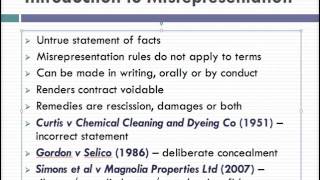 Misrepresentation Lecture 1 of 4 [upl. by Hewitt]